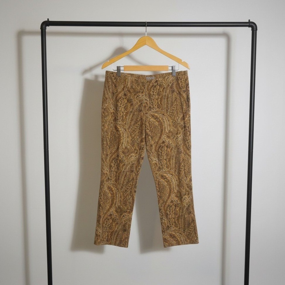 J. Jill Pants Womens 8 Multicolor Paisley Stretch Mid Rise Side Zip Straight Leg